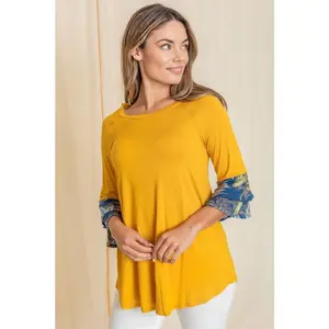 EG fashion Floral Double Ruffle Tunic