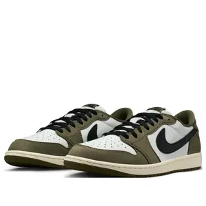 Jordan 1 Retro Low Medium Olive Summit White Sail Black Men's HQ6998-200 & GS HQ6999-200 New Casual Sneaker