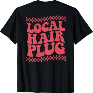 100% Cotton Menswear Short-Sleeve Round Neck Fashion Natural Unisex T-Shirt for Back Hair Plugs, Hairdressers and Hairstylists