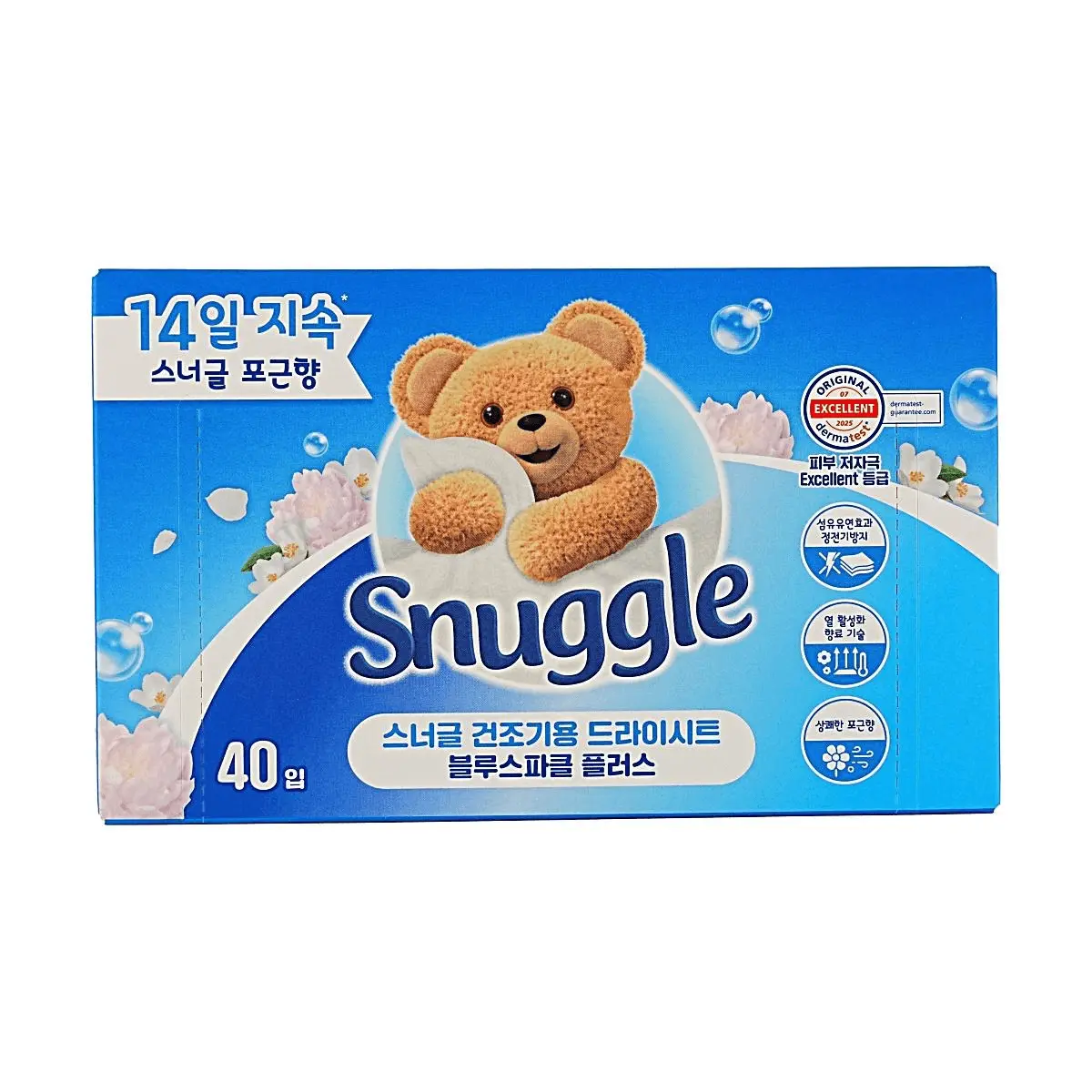 Snuggle Dryer Sheets - Huggable Freshness Scent, 40 Count - Fabric Softener Sheets for Clothes, Reduces Static Cling
