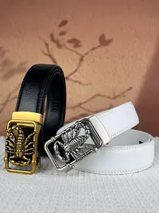 1 Piece Men's Retro Style Belt with Scorpion Relief Alloy Automatic Buckle, Unique Design, 3.5cm/1.38in Wide Unisex Casual Belt, Adjustable, Suitable for Daily Commuting, Dance Party Outfits, and Holiday Gifts.