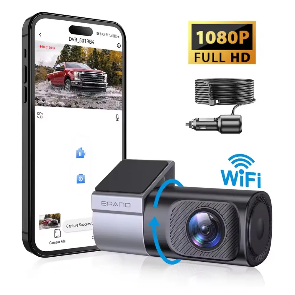 1080P Dash Cam Car Camera FHD Driving Recorder WiFi APP Control Night Vision 24 Hour Parking Monitor Loop Recording G Sensor HDR 145 Degree Wide Angle Supports 128GB Mini Compact Dashcam for Cars Trucks Ride Share Drivers Road Safety Car Accessories Tech