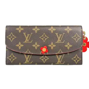 Pre-owned Louis Vuitton Leather Small Leather Goods Flower Emille Monogram Canvas Wallet