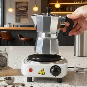 Classic Octagonal Moka Coffee Pot, Aluminum Espresso Maker with Handle, Reusable Filter, Manual Operation, Ideal for Home Office Camping
