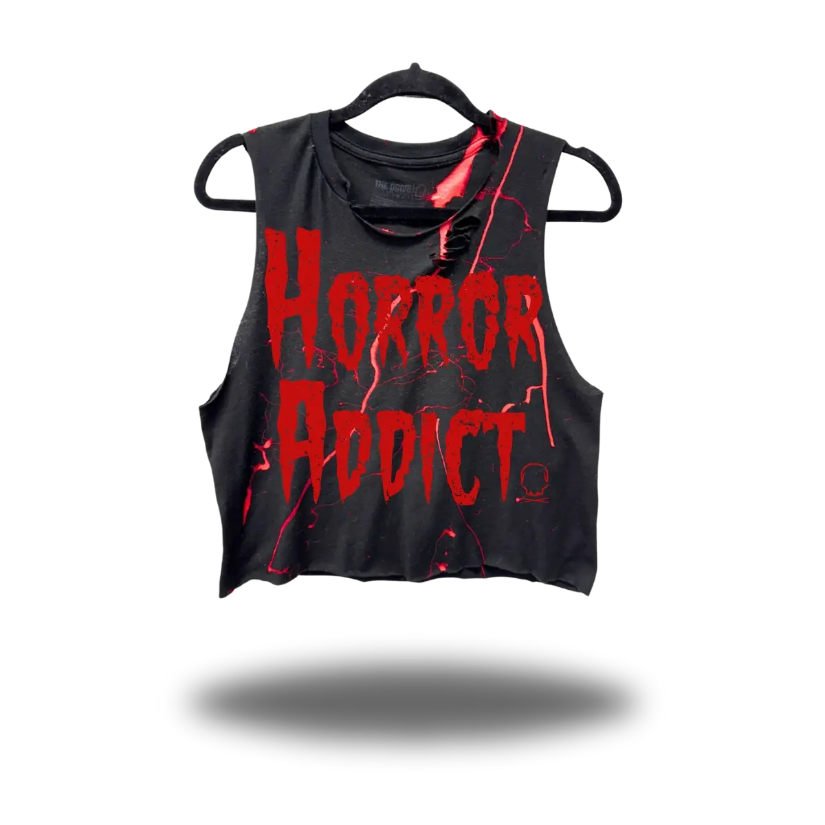 TheDriveClothing Horror Addict Blood Road Rash Crop Tank Top – Y2K Streetwear Graphic Crop Tee, Red Print Grunge Biker Fashion, TikTok Festival Outfit, Edgy Gym Summer Apparel