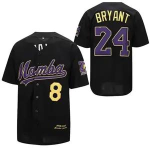 Summervibes Men's Mamba #8-24 Embroidered Polyester Baseball Shirt for Competition & Training - Spring Summer Autumn Wear - Vintage Basketball Jersey & Stylish Athletic Outfit Christmas gifts