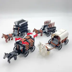 Medieval Ancient Chariot Transport, Western Chariot, Prisoner Chariot, Small Particle Building Block Assembly Transport, Building Block Sets, Building Block Model, Creative Building Blocks, Bricks