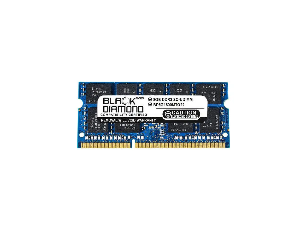 Black Diamond Memory 8GB ECC Unbuffered DDR3 1600 (PC3 12800) Server Memory Model BD8G1600MTO22