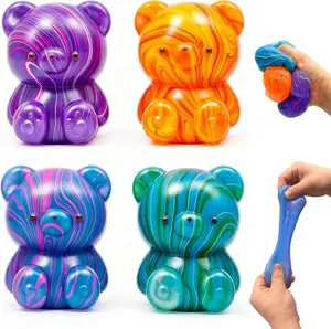 Summer Spring Gift 4 Pack Bear Squishy Toys, 3 Inch Durable Slow Rising Stress Relief Sensory Squeeze Toys for Adults and Kids, Birthday Gifts, Party Favors, Classroom Prizes