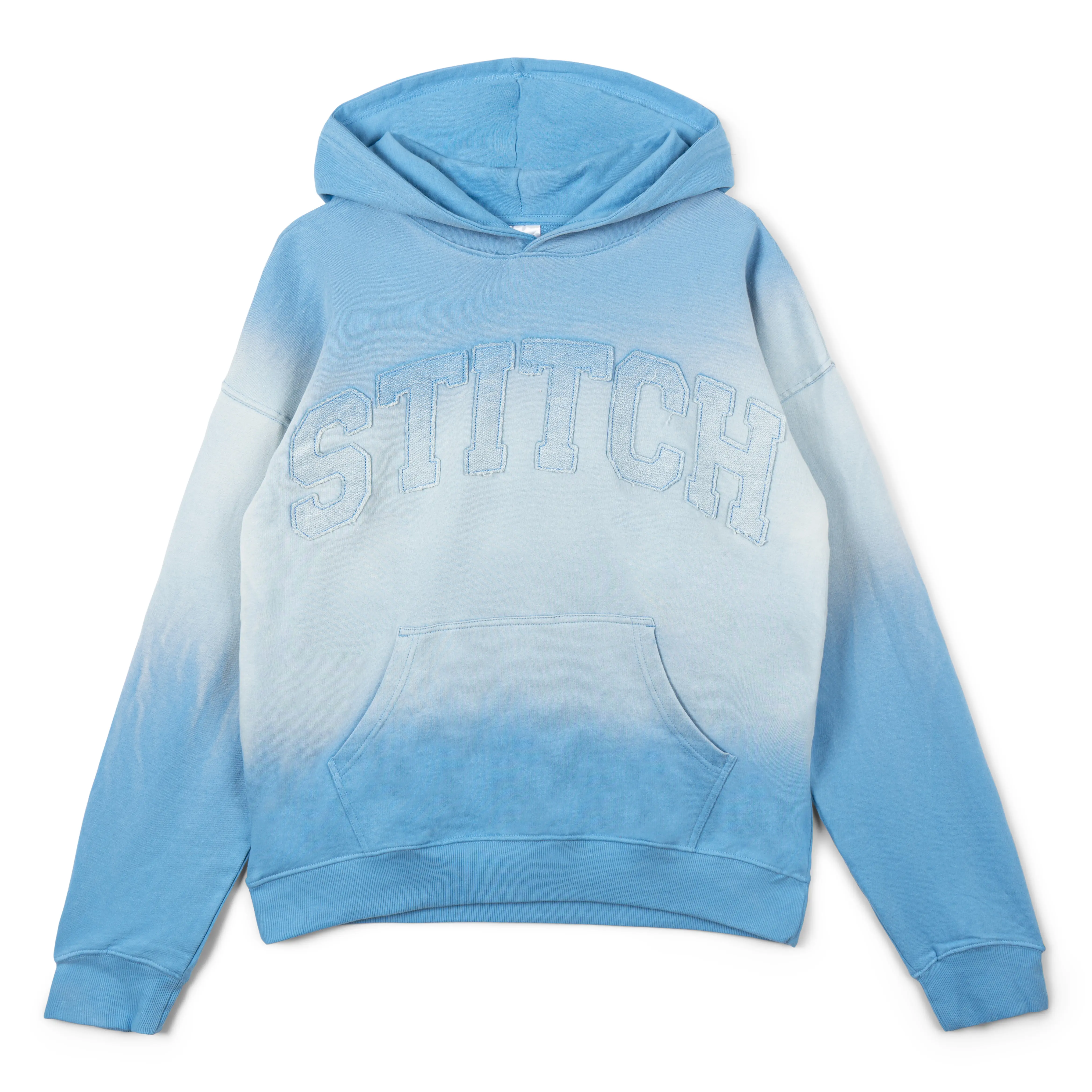 Disney Lilo & Stitch Girls' Long Sleeve Graphic Hoodies, Navy Blue Ombre Colorblock Casual Wear Allover Print Hooded Sweatshirt, Stitch Logo, Relaxed Cut, Female Sweatshirt, Athletic Varsity Numerals, Bold Color-Blocked Design, Drop Shoulder, Hoodie, Ribb