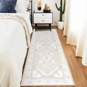 BESTSWEETIE Hallway Runner Rug, Lightweight Mat, Machine Washable Rug Moroccan Rugs Water Repellent Rug for Entryway, Living Room, Bedroom, Corridor Outdoorfun