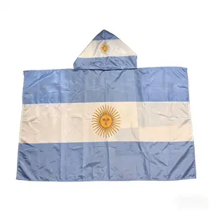 Argentina Flag Hooded Shawl Cape 5x3 Ft, Lightweight Blue White Wearable Flag Wrap, Unisex Party Shawl for Parades and Celebrations