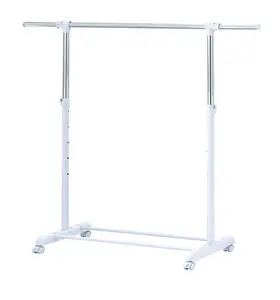 Mainstays Adjustable Metal Rolling Garment Clothes Rack, Chrome & White
