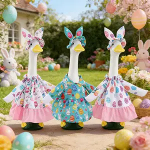 Easter Porch Goose Clothes Egg Rabbit Print, Holiday Decoration for 23 Inch Porch Geese, No Feathers, Easter Decorations