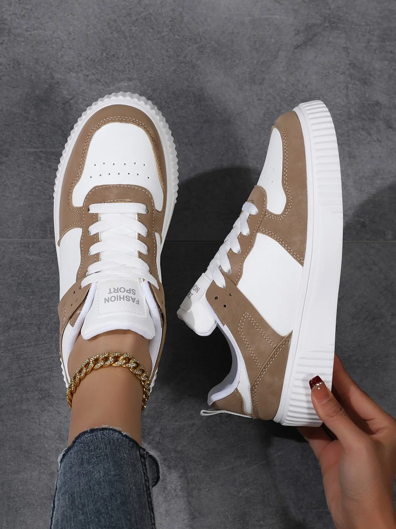 Women's Korean Style Low Top Training Shoes, Colorblock PU Leather, Comfortable Eva Sole, Casual All-Season Colorblock Patchwork Sneakers, Perfect for Daily Wear, Trendy Walking Sneakers