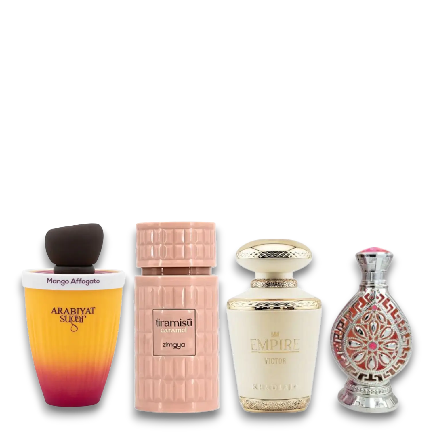 Oudlash Bundle | Itr Al Hareer + Mango Affogato + Victor + Tiramisu Caramel | Women Fragrance | 20 ML - 100 ML | Concentrated  Oil + Eau De Parfum | Vanilla, Sweet, Honey, Caramel Milk, Daily Wear