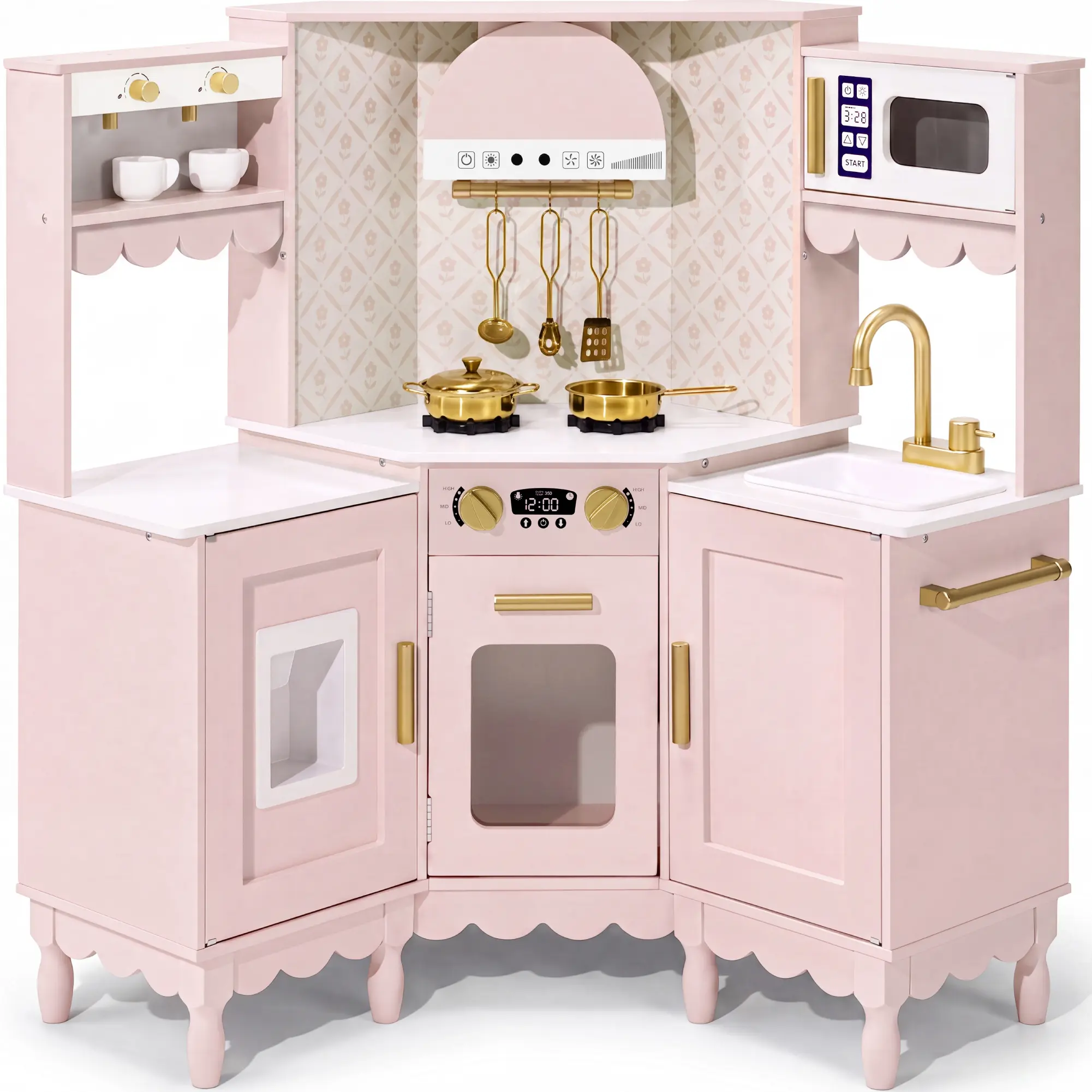 Best Choice Products Cottage Corner Play Kitchen for Kids, Wooden Toy Kitchen w/ Espresso, Ice Maker, Sink, 11pc Best Choice Products Cottage Corner Play Kitchen for Kids, Wooden Toy Kitchen w/ Espresso, Ice Maker, Sink, 11pc