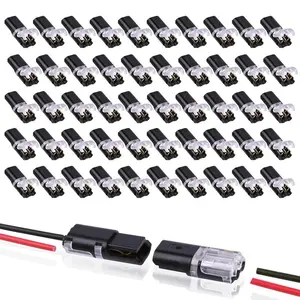 50-Pack 2-Pin Locking Electrical Connectors - Tool-Free Quick Disconnect Terminals for AWG 18-22 Wires - No Strip/Solder Required! Perfect for LED Strips, Arduino, Robotics, Car Mods & Home DIY - Great Gift for Electronics Hobbyists, Makers & Engineers