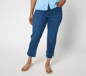 Isaac Mizrahi Live! Petite True Denim Crop Jeans with Cuff Detail