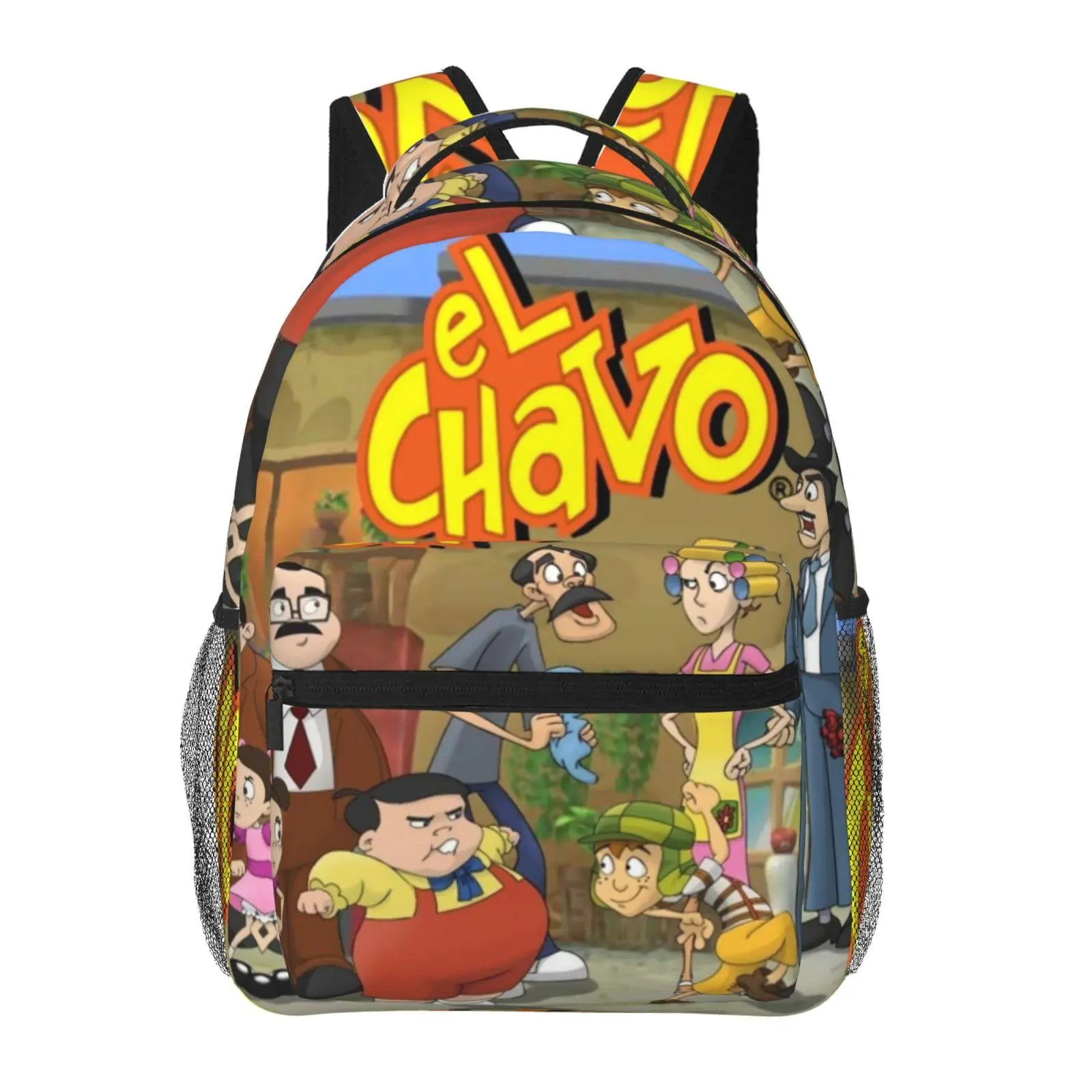 Cute kids “El Chavo” back-to-school backpack — large capacity, all-over print; “El Chavo” laptop daypack for campus daily use; durable, lightweight “El Chavo” school bag for teens and students