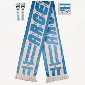 multi-country Soccer Game Day Fan Pack – Scarf + Thunder Sticks + Tattoos, Double-Sided Print Polyester Supporter Accessories for Stadium & Party.soccer fan set, soccer fan kit, soccer scarf, thunder sticks, soccer accessories, game day fan gear summervib