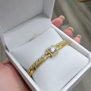 14k Laminated Artificial Zircon Bracelet, Durable Against Water, Chlorine and Sweat