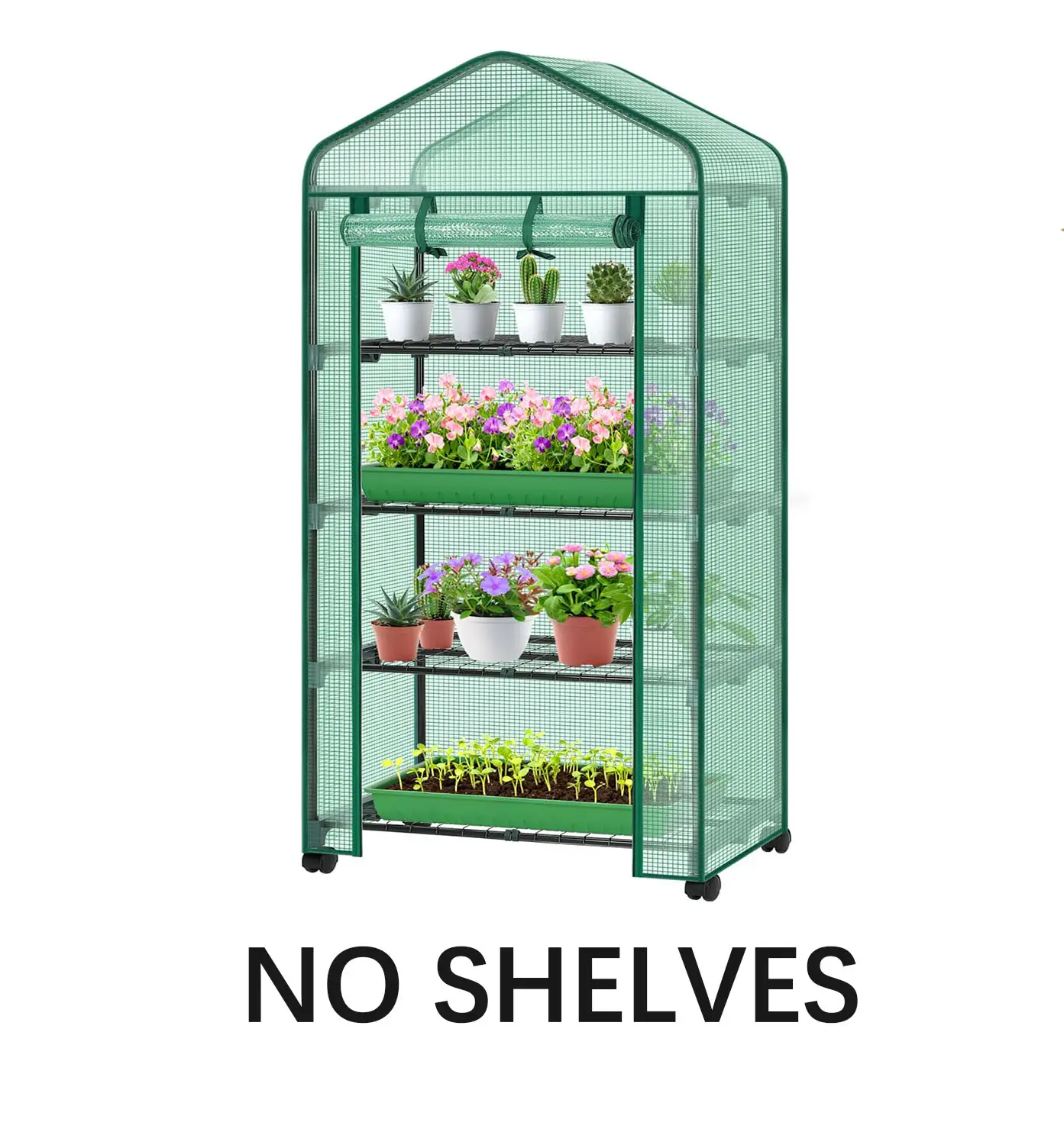 4-Tier Mini Greenhouse Thickened PE Cover, Suitable for Outdoor/Indoor, No Shelves, Portable Miniature Greenhouse with PE Cover for, Balcony, - Ideal Gardening Gift for, Space for Plants