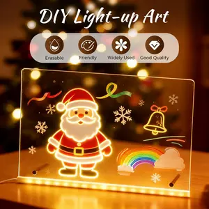 LED notepad 7.9-inch x 7.9-inch children's LED drawing board with a backlit erasable whiteboard 7 markers soft cloth and hanging chain a trendy holiday gift.