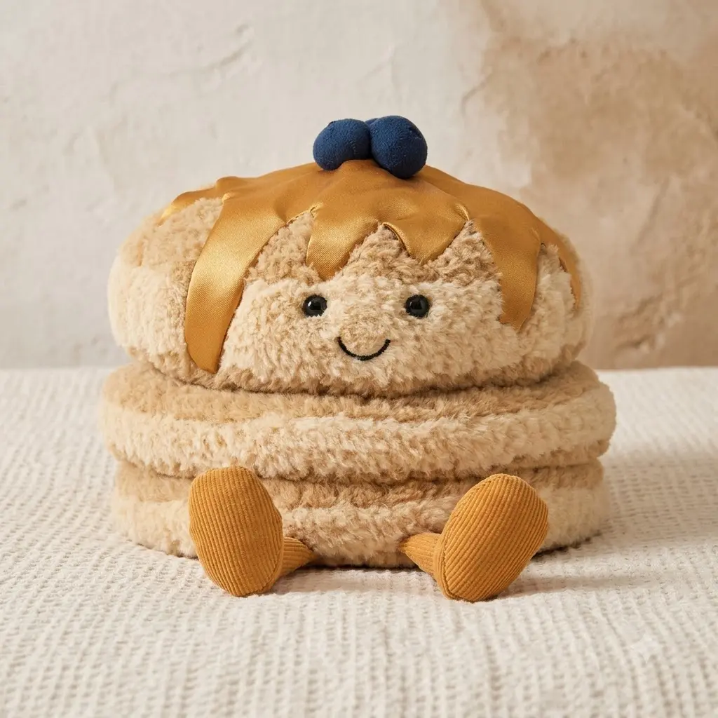 JELLYCAT Amuseables Fran Pancakes Plush – Whimsical Breakfast Food Character with Golden Pancake Stack, Cute Collectible & Gift