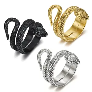 2025 New Stainless Steel Men's Snake Ring Fashion Item Unique Design Personality Snake Ring for Men