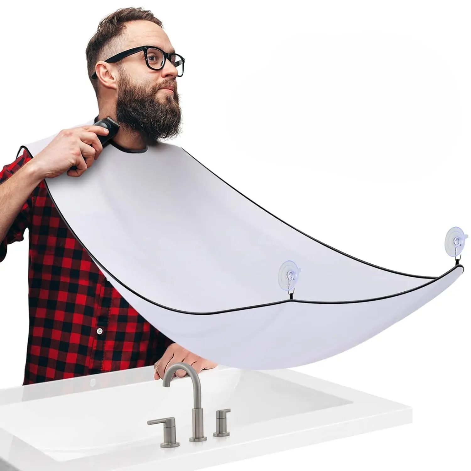 Beard Catcher Bib for Mess-Free Grooming, Non-Stick Shaving Cape with Suction Cups and Adjustable Neck, Grooming Gift for Men