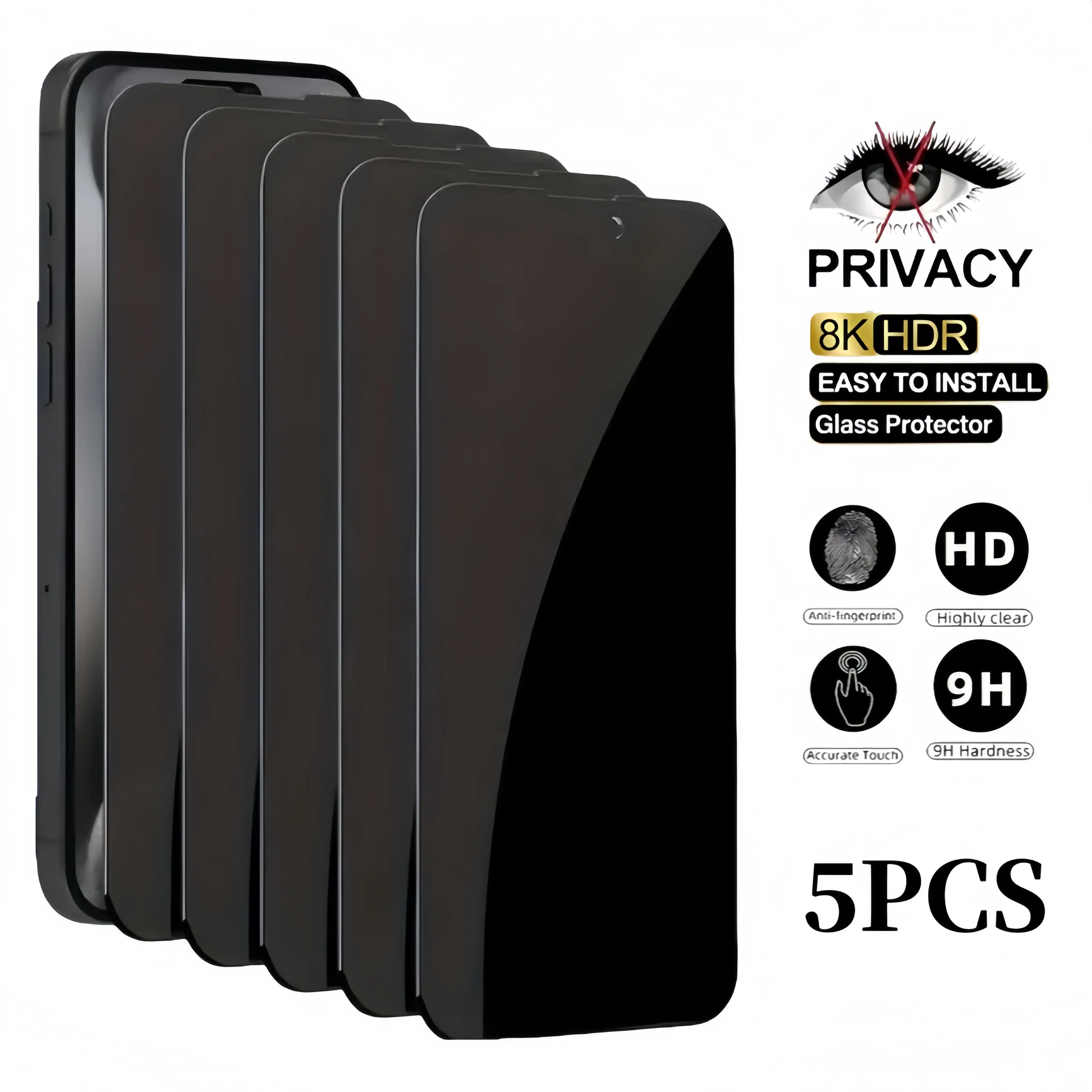 5-Pack Privacy Tempered Glass Screen Protector for iPhone 17/17 Air, 16/16E, 15, 14, 13 Pro Max Plus - Full Coverage, Anti-Spy, 9H Hardness, No Bubbles, Case-Friendly Smartphone Cellphone Handheld Accessories,back to school,back to school haul