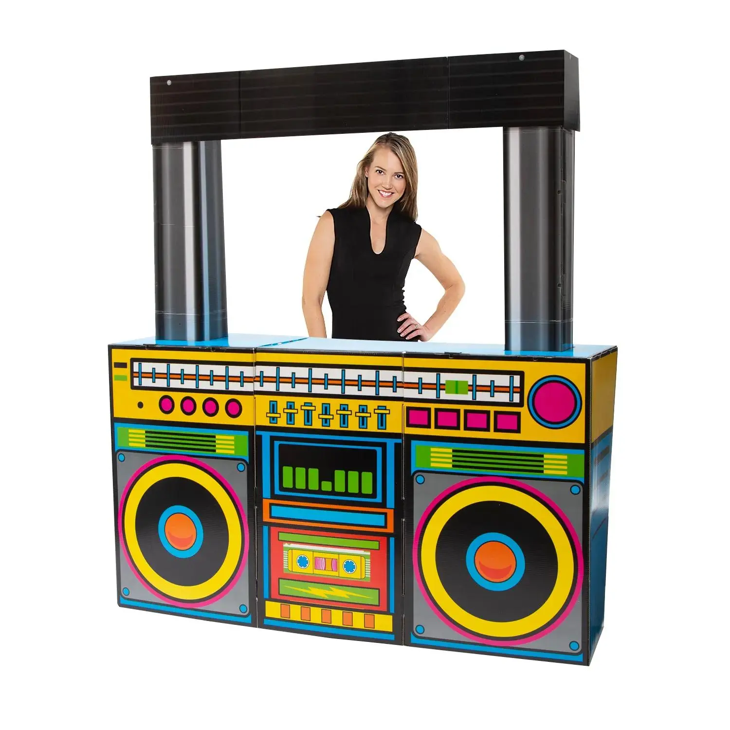 3D Bright Multicolored Boom Box Cardboard Cutout Stand-Up, 80"