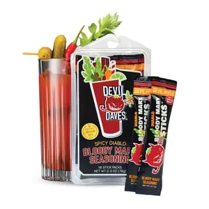 Devil Daves Bloody Mary Stick Packs, Diablo Spicy (10 Pack) | Single Serve Bloody Mary Mix Packets, Dry Seasoning for Tomato Juice & Michelada Cocktails