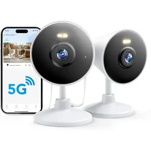 [5G & 2.4G] Indoor/Outdoor Security Camera for Home,/Elder/Dog/Pet Camera with Phone App, Wi-Fi Camera w/Spotlight, Color Night Vision, 2-Way Audio, 24/7, SD/Cloud Storage, Work w/Alexa, 2Pack