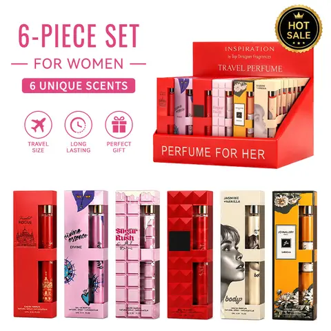 6-Piece Set Women's Eau De Parfuma Fragrance Spray,Travel Size Perfume, 6 Different Scents, Perfect For Dating,Daily Life, Parties,Gift Giving, 1.18 fl oz/35 ml Each Bottle
