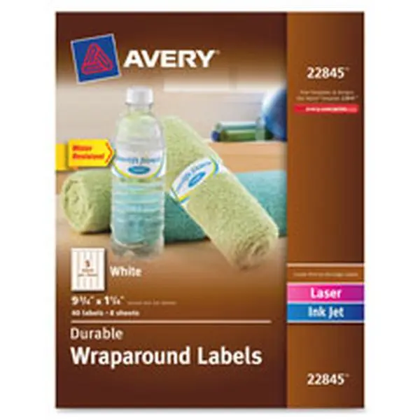 Avery Wrap Around Adhesive Permanent Labels & Stickers, 40-PK White Office Stationery Labels, Adhesive Labels & Stickers