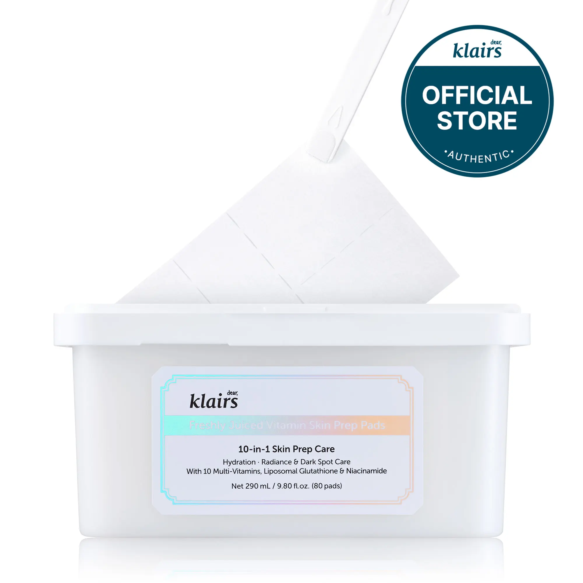 [Dear Klairs Official] Freshly Juiced Vitamin Skin Makeup Prep Toner Pads, Liposomal Glutathione, Easy-Split, Glow, Glass Skin, Exfoliation, 80 Pads Facial Wipes Cosmetic
