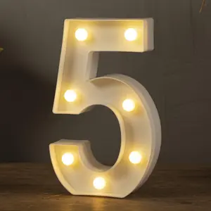 Light Up Numbers-5, LED Marquee Number Lights Sign 26 Alphabet and 10 Number Big Lights Led Letters for Party Birthday Bar Battery Powered Christmas Decor Letter Lights (Warm White)
