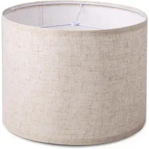 13" Top X 13" Bottom X 10" High Large Beige Modern Fabric Drum Lampshade Easy Assembly Replacement Spider Fitter for Table Floor Lamps