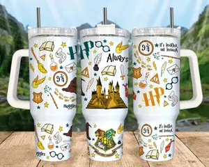 Wizard School 40oz Tumbler with Handle, HP Movie Cup 40 oz Tumbler, Cool Tumbler, Thanks Giving Gift, Chritsmas Tumbler