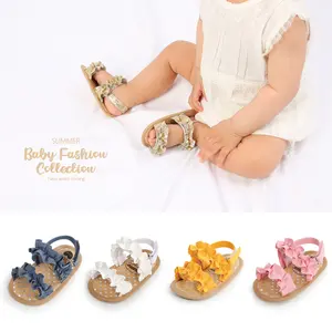Baby Girls Summer Sandals, Anti-Slip Soft Sole Ruffle Flat Shoes for Toddler First Walkers