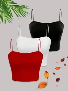 Women's Solid Color Basic Crop Cami Top, Casual Sleeveless Spaghetti Strap Top for Summer, Ladies Clothes for Daily Wear, Spaghetti Tops