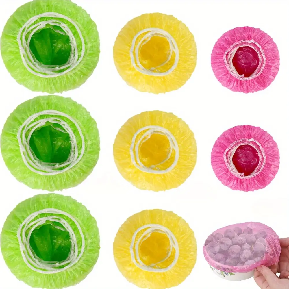 90/120PCS Multicolor Reusable Airtight Thick Plastic Food Storage Covers - Shower Cap-Style Kitchen Utensils, 3 Sizes, 3x Thicker Wrap, Elastic Closure, Fits Bowls/Plates, Tear-Resistant, Hand-Washable Preserving Containers Gadget