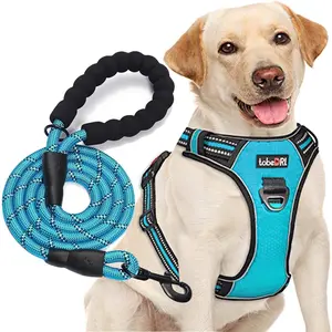 No Pull Dog Harness Adjustable Reflective Oxford Easy Control Medium Large Dog Harness with A Free Heavy Duty 5ft Dog Leash Plush Foldable Cat retractable