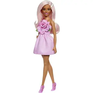 Barbie Fashionistas Doll #238 in Strapless Rose Dress, Pink Hair With Barrette Accessory  [COLLECTIBLES] Paper Doll