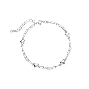 935 Silver Heart Shaped Bracelet - Simple Design Sports Wristband, Stylish Versatile Accessory for Women, Unique Birthday Gift