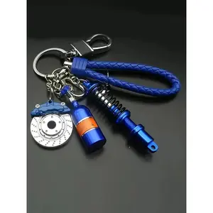 Creative Metal Keychain, Punk, Turbo Gear Wheel Hub, Brake Disc, Caliper, Car Keychain Pendant, Personalized Outdoor Car Accessory Keychain, Car Nitrogen Pendant Keychain Modification Simulation Gift Keychain Pendant