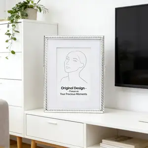 Elegant Beaded Silver Metal Photo Frame Set - Classic Textured Border, High-Definition Glass, Multi-Size Wall & Tabletop Display for Wedding, Family, and Gift (4x6, 5x7, 8x10)