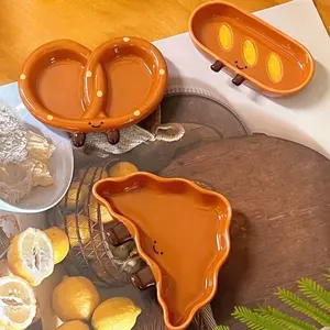 Creative Cute Bread Shaped Sauce Ceramic Dishes Household Seasoning Dish Snack Plates Fruit Sushi Bowl Porcelain Tableware Kitchen Tableware Saucer Plate